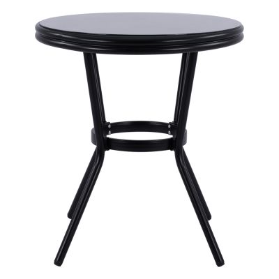 Алуминиева маса '70cm Bamboo Look HM5532.02 Черна със стъкло Φ70X76 cm