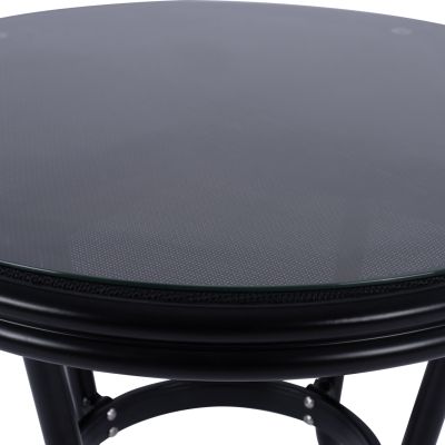 Алуминиева маса '70cm Bamboo Look HM5532.02 Черна със стъкло Φ70X76 cm