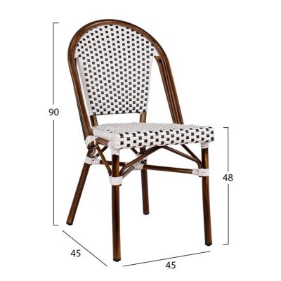 Aluminum Chair Bamboo Look with White/Black Rattn HM5566.01