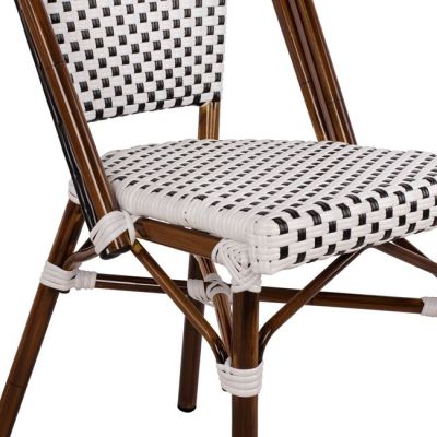 Aluminum Chair Bamboo Look with White/Black Rattn HM5566.01