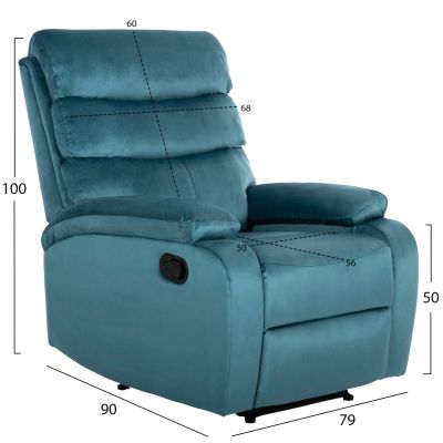 ARMCHAIR RELAX YASUMU HM9783.06 PETROL BLUE VELVET 80x93x100Hcm.