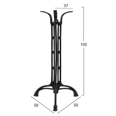 Base Bar from cast iron HM446 3legs in black color 50x50x105