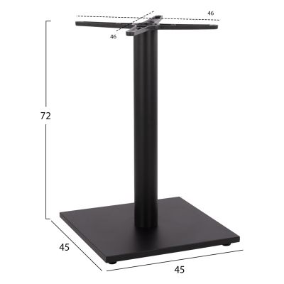 Base metallic Black matte 45x45x72 with adjuster HM438