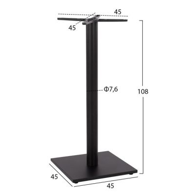 Bar Base Metall Black matte color 45x45x108cm with adjuster HM439