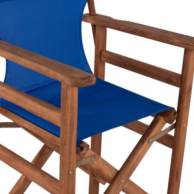 Stool Bar Director's Walnut with pillow pvc blue HM10374.01