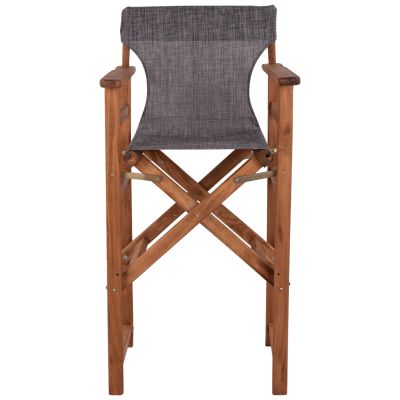 Табуретка Директор Орех с възглавница pvc сив HM10374.10