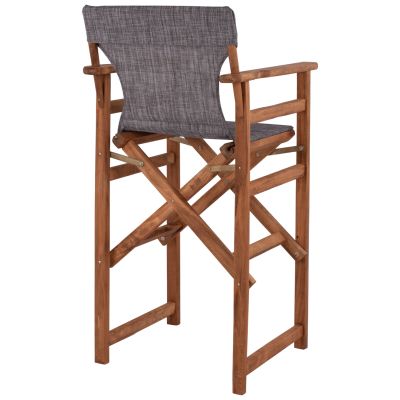 Табуретка Директор Орех с възглавница pvc сив HM10374.10