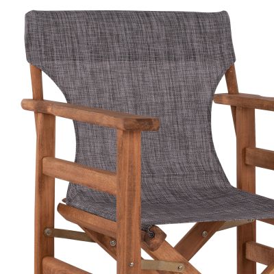 Табуретка Директор Орех с възглавница pvc сив HM10374.10