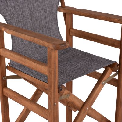 Табуретка Директор Орех с възглавница pvc сив HM10374.10