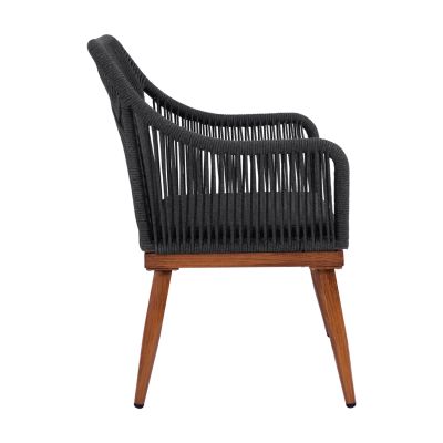 Aluminum armchair MYRTIA HM5549.01 with grey rope AND WALNUT legs 62x63x90Hcm