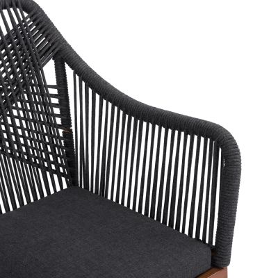 Aluminum armchair MYRTIA HM5549.01 with grey rope AND WALNUT legs 62x63x90Hcm