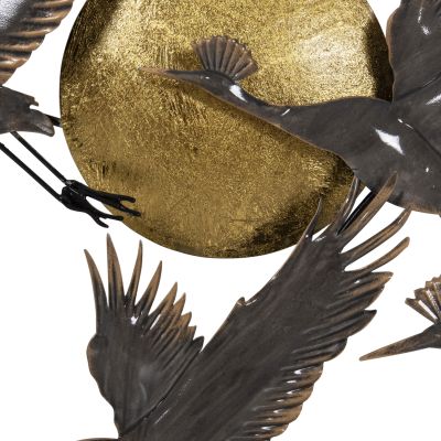 WALL DECOR METALLIC HM4208 BIRDS IN GREY-GOLD 90x46Hcm.