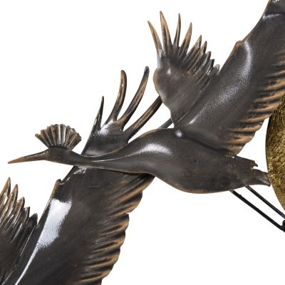 WALL DECOR METALLIC HM4208 BIRDS IN GREY-GOLD 90x46Hcm.