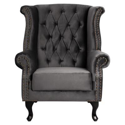 Armchair Grey Velvet,Chesterfield-style, Polina, 83x75x107 HM0053.10