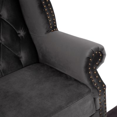 Armchair Grey Velvet,Chesterfield-style, Polina, 83x75x107 HM0053.10