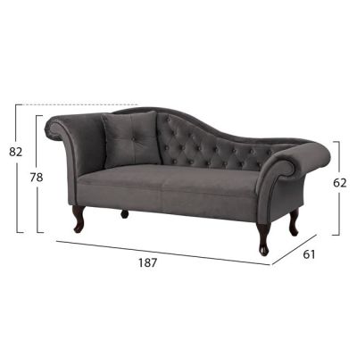 Шезлонг Chesterfield Grey Velvet Niovi HM3007.10 Ляво рамо 189x61x84cm