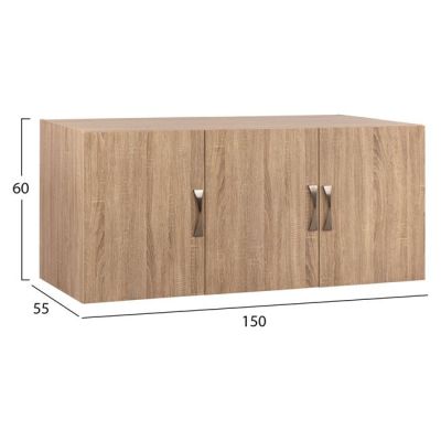 Лофт гардероб 3 врати Карли в цвят Сонама 150x55x60 HM385.02