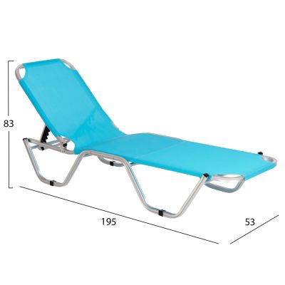 Professional Sunbed Aluminum HM5071.08 Light Blue 60x195x30 cm