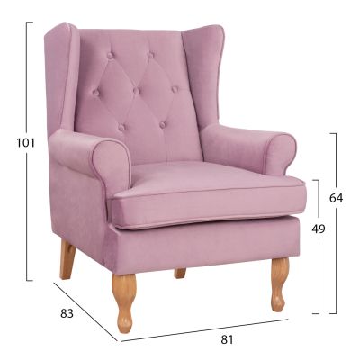 Armchair Lilac color velvet Brandon 81x83x101cm HM3073.12