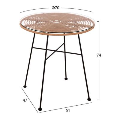 Set 3 pieces Allegra Wicker and Table '70x74 Beige & Black Color HM10474