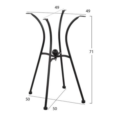 Metallic Base HM466 4legs in black color 50x50 cm.