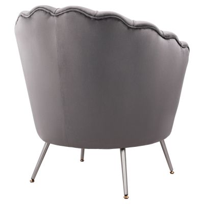 HM8493.01 Фотьойл, сиво кадифе, сребриста основа 80x78x85см