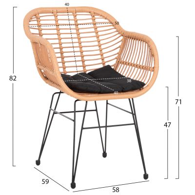 OUTDOOR DINING SET 7PCS ALLEGRA HM10495 WICKER IN BEIGE-METAL IN BLACK