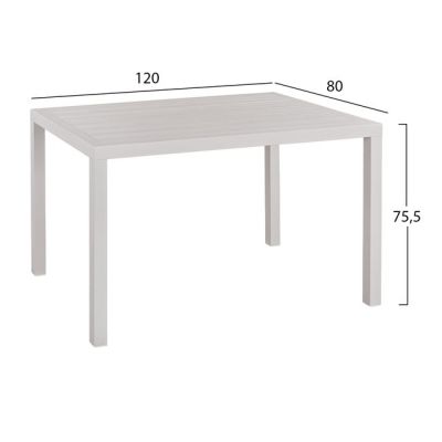 Set 5 pieces Table 120x80x75.5 & Armchairs Aluminum in White color HM10523