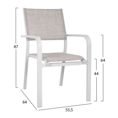 Set 5 pieces Table 120x80x75.5 & Armchairs Aluminum in White color HM10523