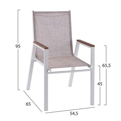 Set 5 pieces with Table 140x80x75.5 & Armchairs Aluminum White color HM10528
