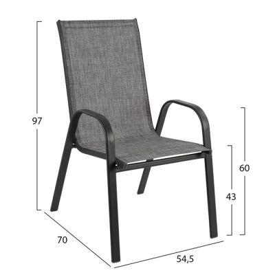 DINING SET 5PCS HM10531-ALUMINUM TABLE 140Χ80Χ75.5H & 4 CHAIRS METALLIC IN GREY