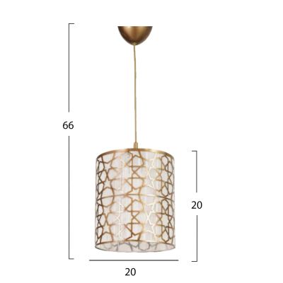 ВИСУЛКА ЗА ТАВАН ПРОДЪЛЖЕНА ЦИЛИНДРИЧНА ЗЛАТНА КАПАЧКА Φ20x66Hcm.HM7646.01