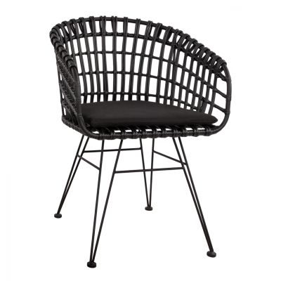 Armchair nest type metallic Allegra HM5456.02 Wicker Black 59x56.5x83cm