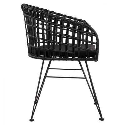 Armchair nest type metallic Allegra HM5456.02 Wicker Black 59x56.5x83cm