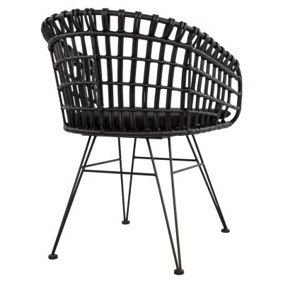 Armchair nest type metallic Allegra HM5456.02 Wicker Black 59x56.5x83cm