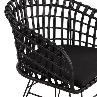 Armchair nest type metallic Allegra HM5456.02 Wicker Black 59x56.5x83cm