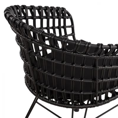 Armchair nest type metallic Allegra HM5456.02 Wicker Black 59x56.5x83cm