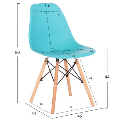 Стол с дървени крака и седалка Twist PP Light Blue HM8460.08 46x50x82 см