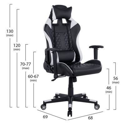 Office Chair Gaming HM1146.04 Color Black-White 68x69x130 cm