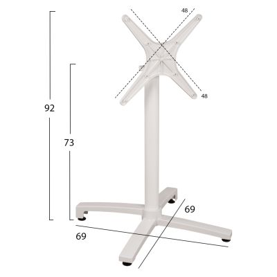 Aluminum Base Folding White matte 69x69x73cm with cross HM459.02