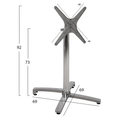 Алуминиева основа сгъваема хромирана 69x69x73-92см с кръст 48x48 HM459.03