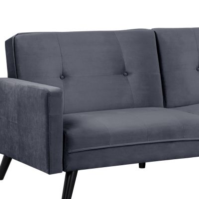 Sofa Corner Bed Livia HM3151.01 Velvet Grey with Footstep 211x158x83cm