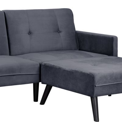 Sofa Corner Bed Livia HM3151.01 Velvet Grey with Footstep 211x158x83cm