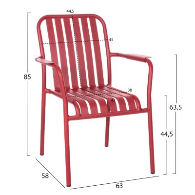 АЛУМИНИЕВО КРЕСЛО RACHEL HM6088.05 ЧЕРВЕНО 63x58x85Hcm.