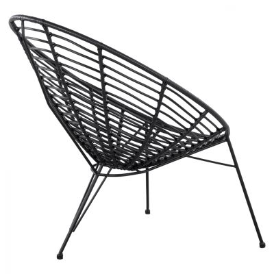 HM5458.02 Armchair Allegra, nest type metallic, wicker in black color  73x83x86 cm