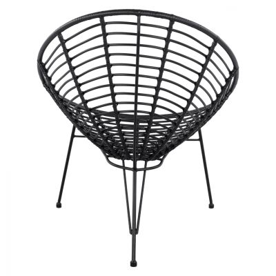 HM5458.02 Armchair Allegra, nest type metallic, wicker in black color  73x83x86 cm