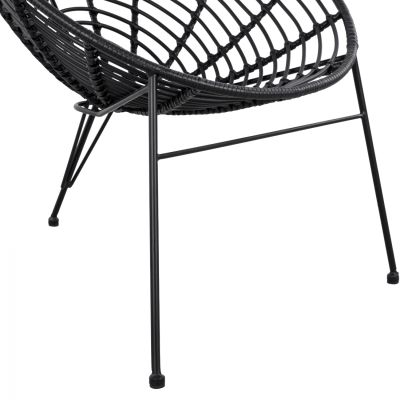 HM5458.02 Armchair Allegra, nest type metallic, wicker in black color  73x83x86 cm
