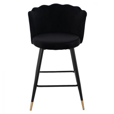 MEDIUM HEIGHT STOOL HM8736.04 BLACK VELVET WITH METAL FRAME 50x50x90 cm.