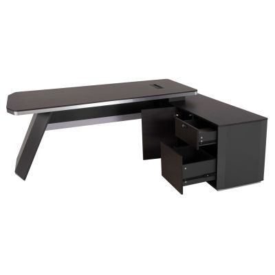 Professional office right corner Rosewood HM2083R 220x180x76Ηcm