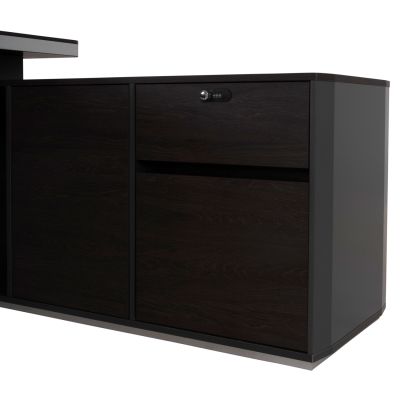 Professional office right corner Rosewood HM2083R 220x180x76Ηcm